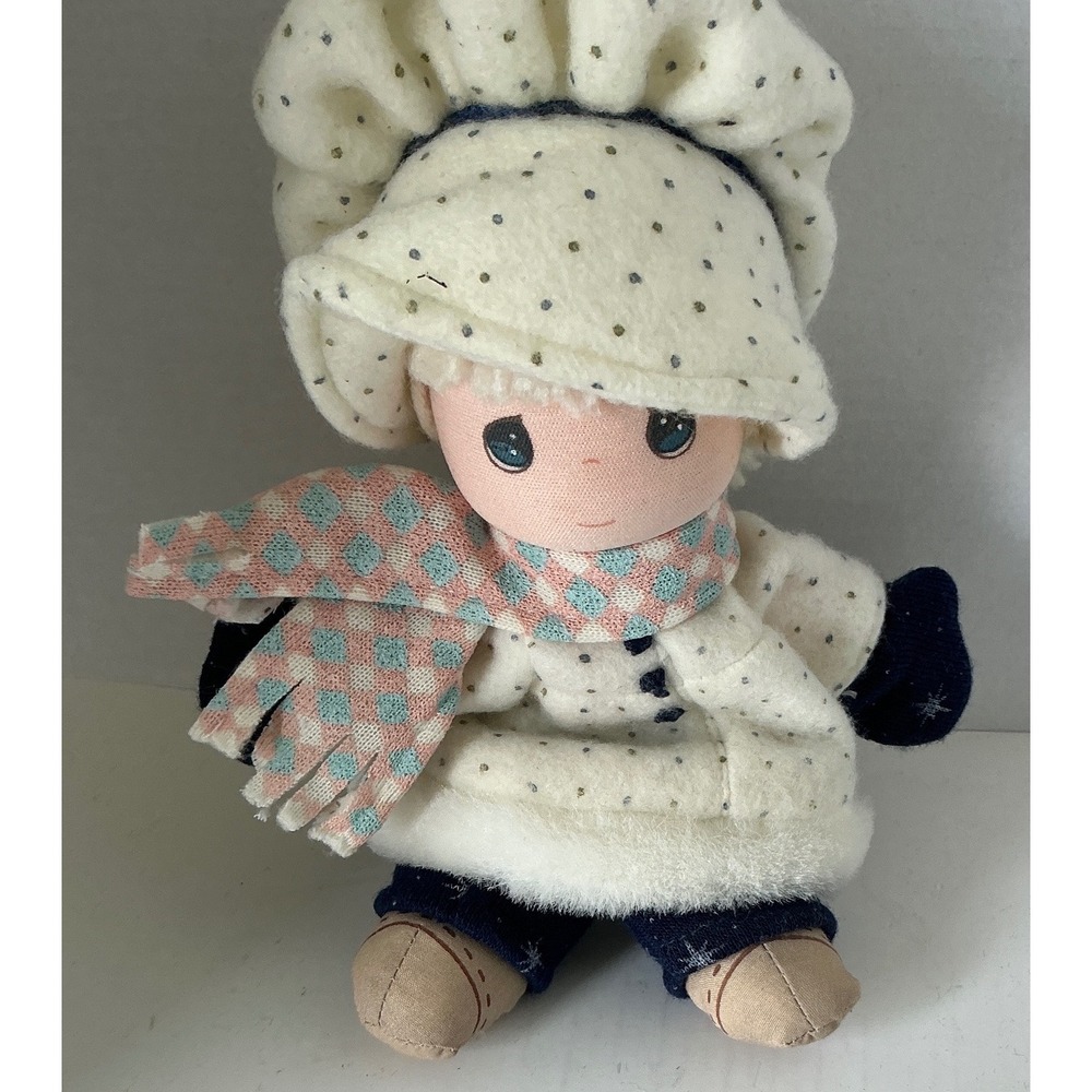 Precious Moments Vintage 1992 Winter Cloth Doll Scarf Bonnet‎ 8.5in Collectible